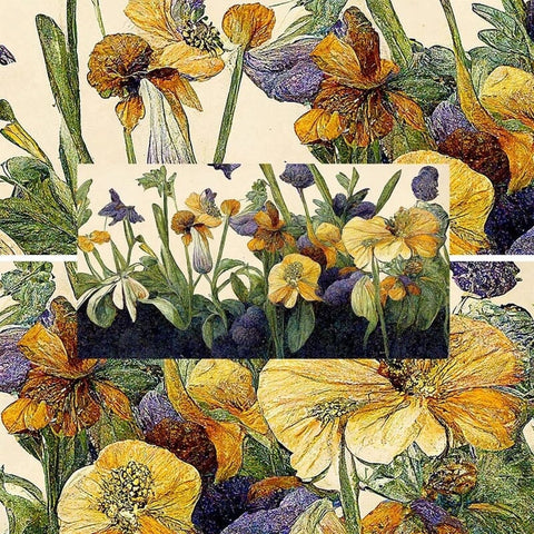 Image of Stylized Hand-Painted Iris Wallpaper Mural, Custom Sizes Available Wall Murals Maughon's