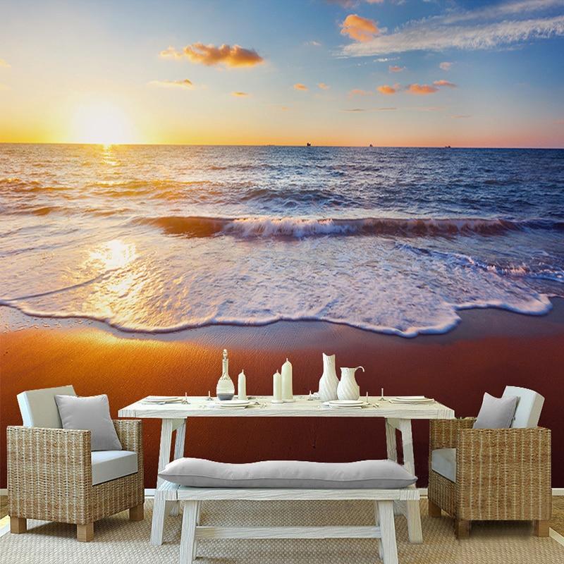 Sunset Sea Surf Beach Wallpaper Mural, Custom Sizes Available Maughon's