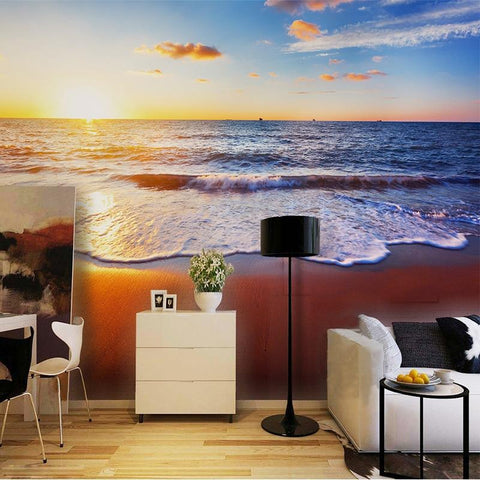 Image of Sunset Sea Surf Beach Wallpaper Mural, Custom Sizes Available Maughon's