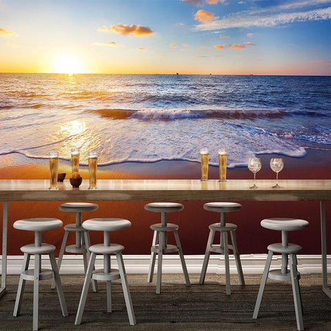 Image of Sunset Sea Surf Beach Wallpaper Mural, Custom Sizes Available Maughon's