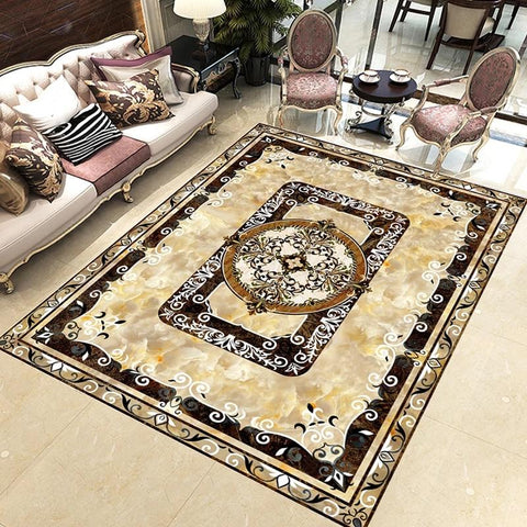 Image of Tan and Black Rug Self Adhesive Floor Mural, Custom Sizes Available Household-Wallpaper-Floor Maughon's