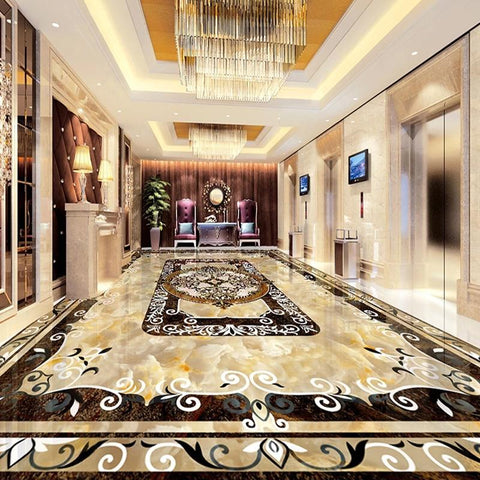 Image of Tan and Black Rug Self Adhesive Floor Mural, Custom Sizes Available Household-Wallpaper-Floor Maughon's