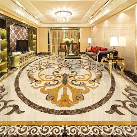Image of Tan, Gold and Black Rug Self Adhesive Floor Mural, Custom Sizes Available Household-Wallpaper-Floor Maughon's