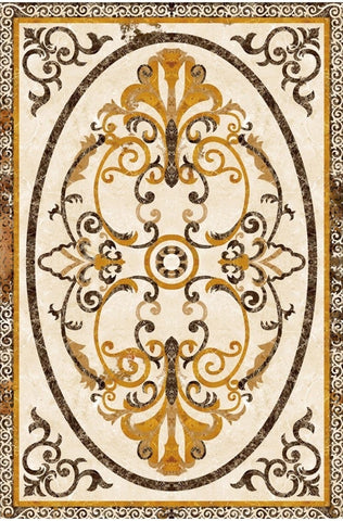 Image of Tan, Gold and Black Rug-look Self Adhesive Floor Mural, Custom Sizes Available