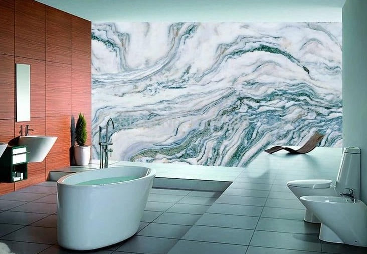 Teal, Gray and White Marble Wallpaper Mural, Custom Sizes Available Household-Wallpaper Maughon's