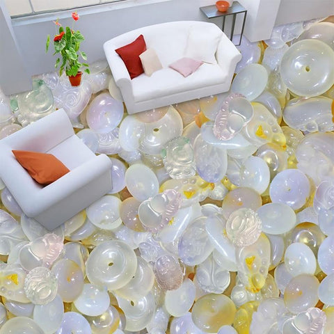 Image of Translucent Jade Stones Self Adhesive Floor Mural, Custom Sizes Available Household-Wallpaper-Floor Maughon's