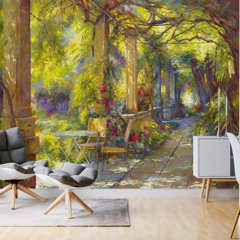 Image of Tree Lined Alley Wallpaper Mural, Custom Sizes Available Maughon's