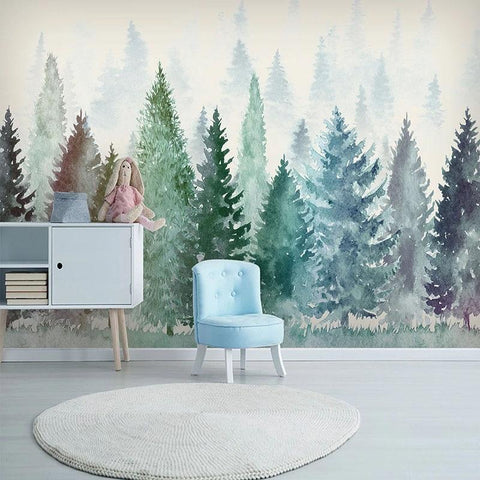 Image of Tree Misty Forest Wallpaper Mural, Custom Sizes Available Household-Wallpaper Maughon's