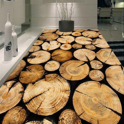 Image of Tree Ring Wood Grain Self Adhesive Floor Mural, Custom Sizes Available Floor Murals Maughon's