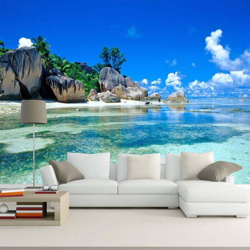 Tropical Beach and Lagoon Wallpaper Mural, Custom Sizes Available Maughon's