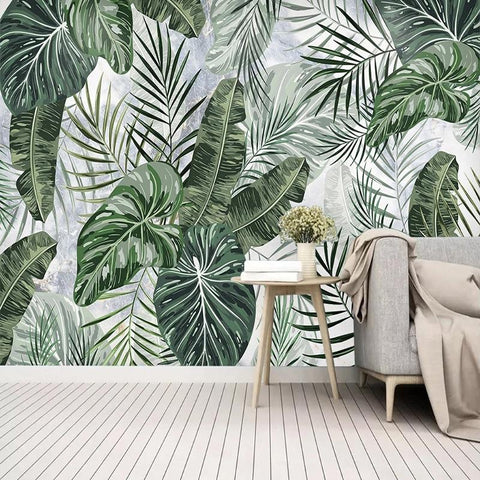 Image of Tropical Leaves Wallpaper Mural, Custom Sizes Available Maughon's