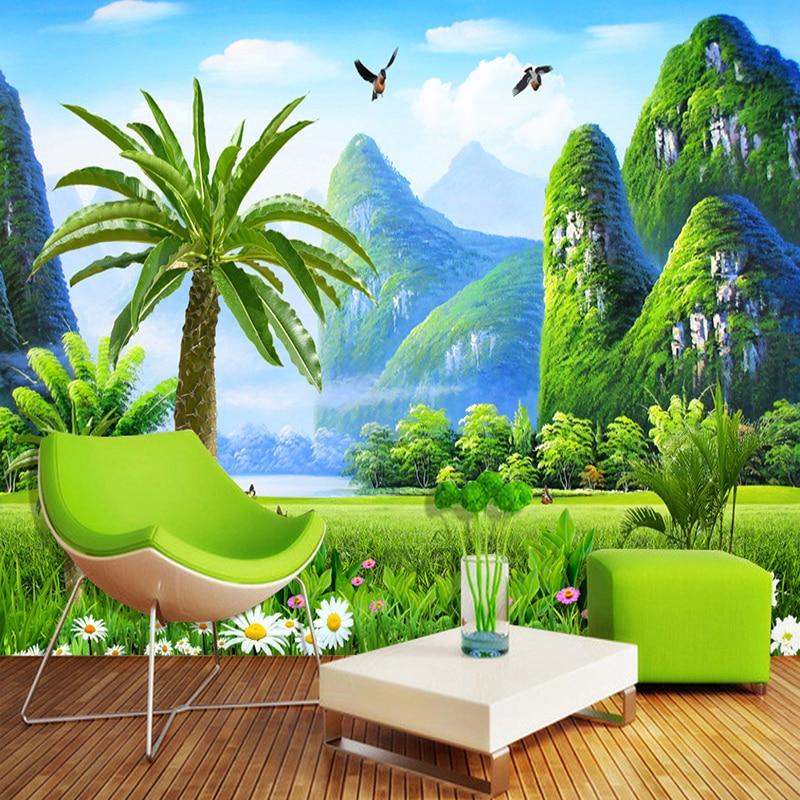 Tropical Mountainous Wallpaper Mural, Custom Sizes Available Household-Wallpaper Maughon's
