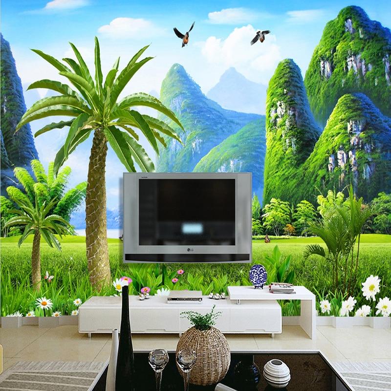 Tropical Mountainous Wallpaper Mural, Custom Sizes Available Household-Wallpaper Maughon's