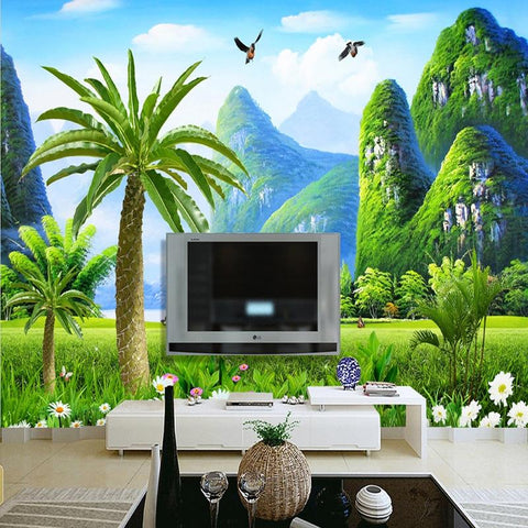 Image of Tropical Mountainous Wallpaper Mural, Custom Sizes Available Household-Wallpaper Maughon's