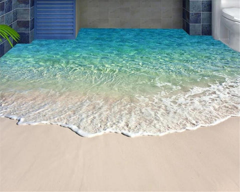 Image of Turquoise Beach Vinyl PVC Floor Mural, Self Adhesive, Custom Sizes Available Household-Wallpaper-Floor Maughon's