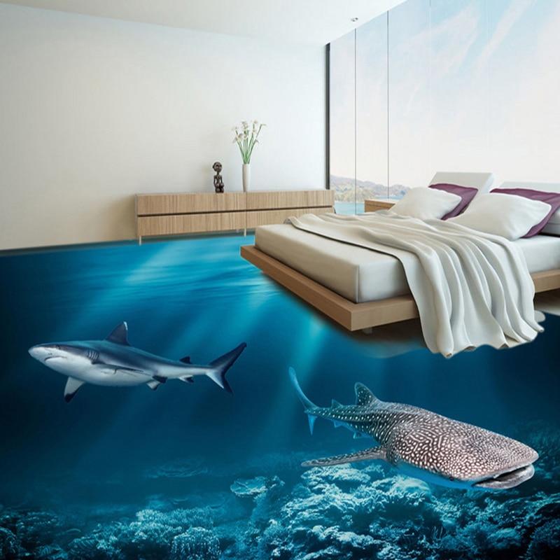 Under World With Sharks Floor Mural, Self Adhesive, Custom Sizes Available Household-Wallpaper-Floor Maughon's