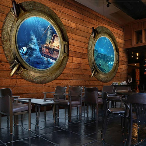 Image of Underwater Scenes With Board Wall Wallpaper Mural, Custom Sizes Available Maughon's