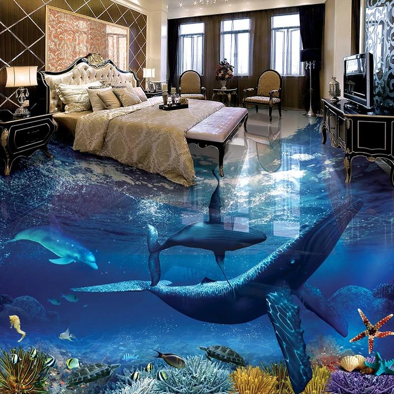 Underwater Whale and Dolphin Self Adhesive Floor Mural, Custom Sizes Available Maughon's