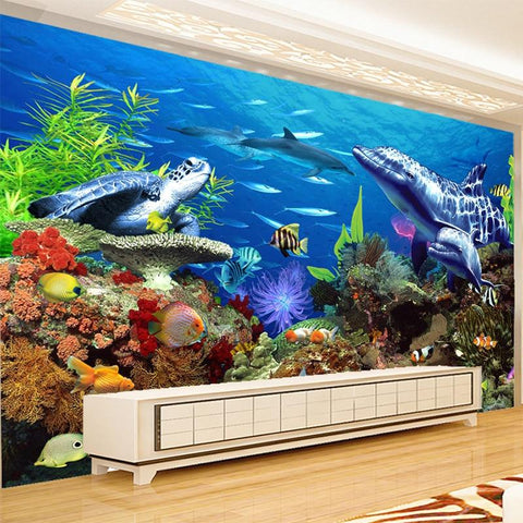 Image of Underwater World Aquarium Wallpaper Mural, Custom Sizes Available Maughon's