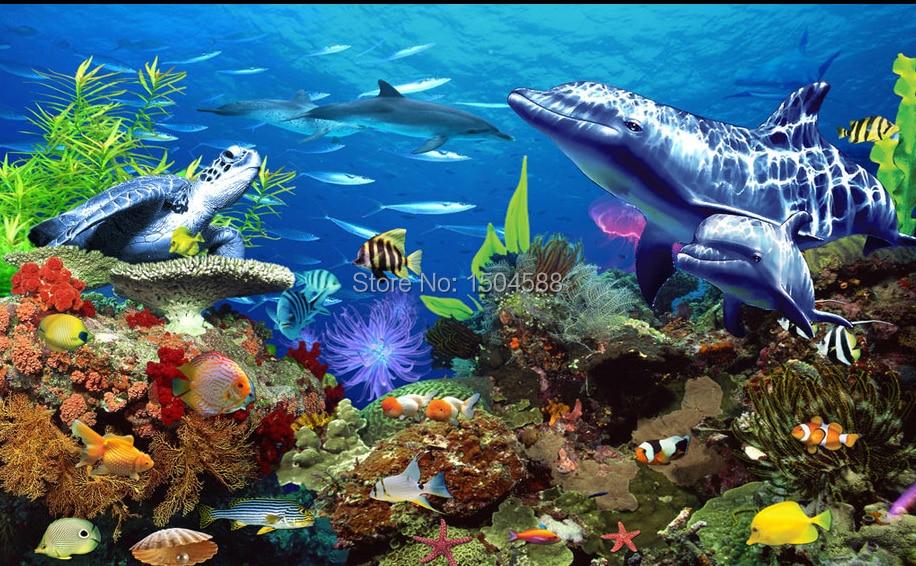 Underwater World Aquarium Wallpaper Mural, Custom Sizes Available Maughon's