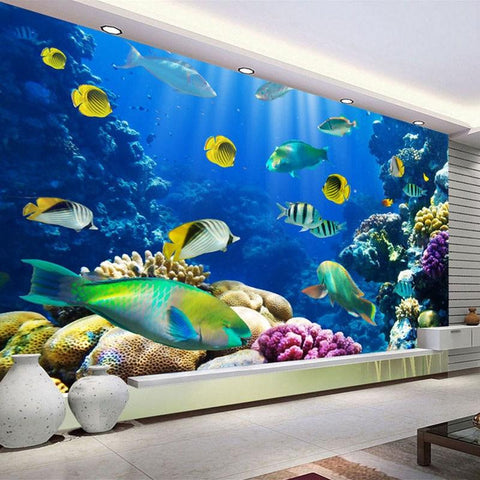 Image of Underwater World With Fish And Coral Wallpaper Mural, Custom Sizes Available Household-Wallpaper Maughon's 