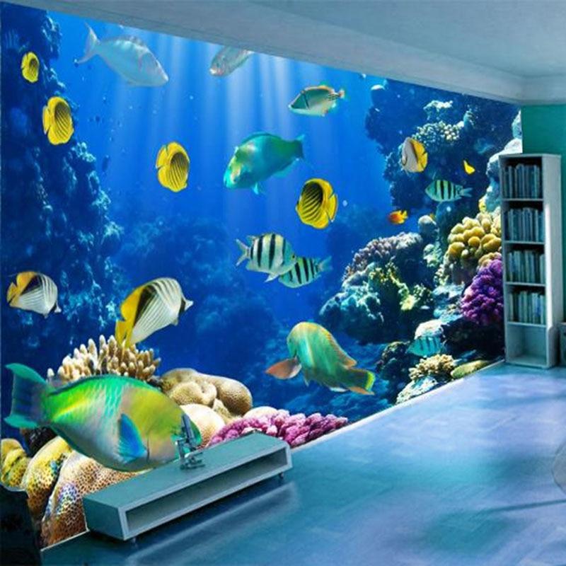 Underwater World With Fish And Coral Wallpaper Mural, Custom Sizes Available Household-Wallpaper Maughon's