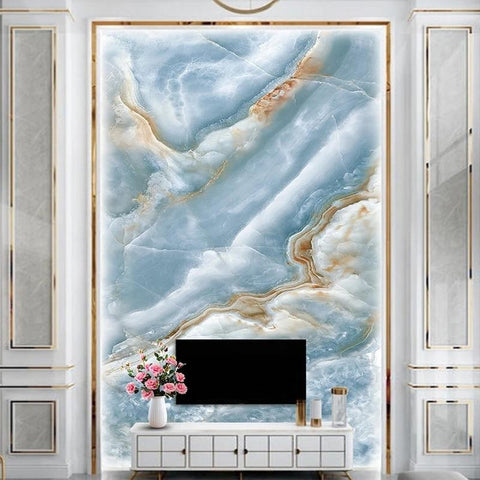 Image of Vertical Blue and Tan Marble Wallpaper Mural Household-Wallpaper Maughon's