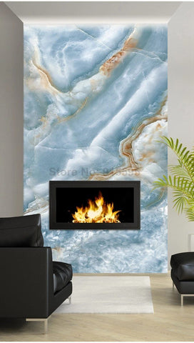 Image of Vertical Blue and Tan Marble Wallpaper Mural Household-Wallpaper Maughon's