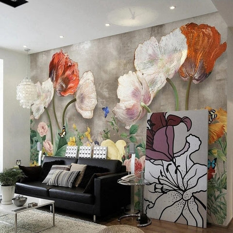 Image of Vintage Wildflowers Botanical Wallpaper Mural, Custom Sizes Available Wall Murals Maughon's