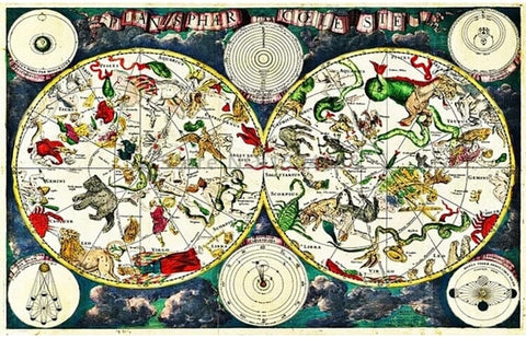 Image of Vintage Zodiac Star Map Wallpaper Mural, Custom Sizes Available Wall Murals Maughon's