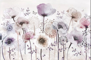 Watercolor Pastel Wildflowers Wallpaper Mural, Custom Sizes Available