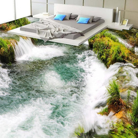 Image of Waterfalls and Moss Self Adhesive Floor Mural. Custom Sizes Available Maughon's