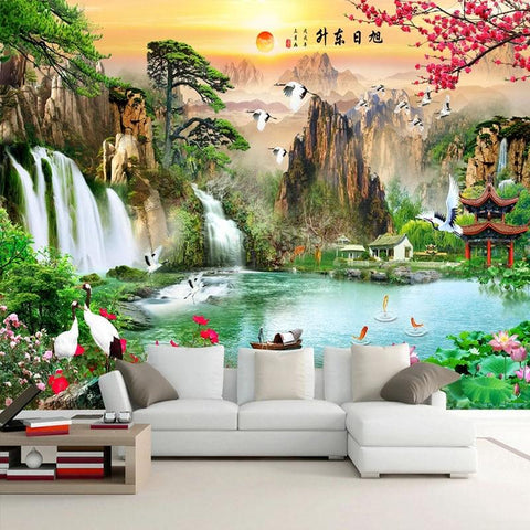 Image of Waterfalls, Nature Wallpaper Mural, Custom Sizes Available Maughon's