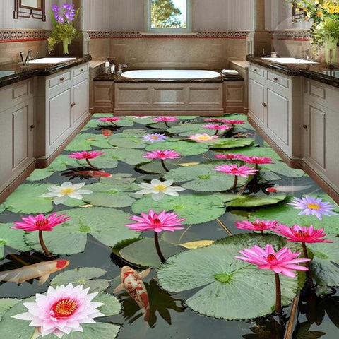 Image of Waterlily Pond Self Adhesive Floor Mural, Custom Sizes Available Maughon's
