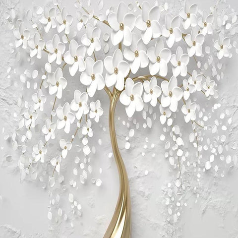 Image of White Flower Wall Mural, Custom Sizes Available Household-Wallpaper Maughon's
