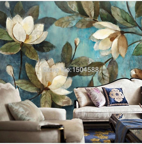 Image of White Lotus Wallpaper Mural, Custom Sizing Available Maughon's