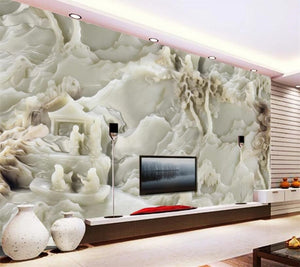 White Marble Jade Carving Landscape Wallpaper Mural, Custom Sizes Available Wall Murals Maughon's 