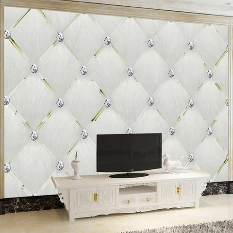 Image of White Tufted with Diamond Wallpaper Mural, Custom Sizes Available Maughon's