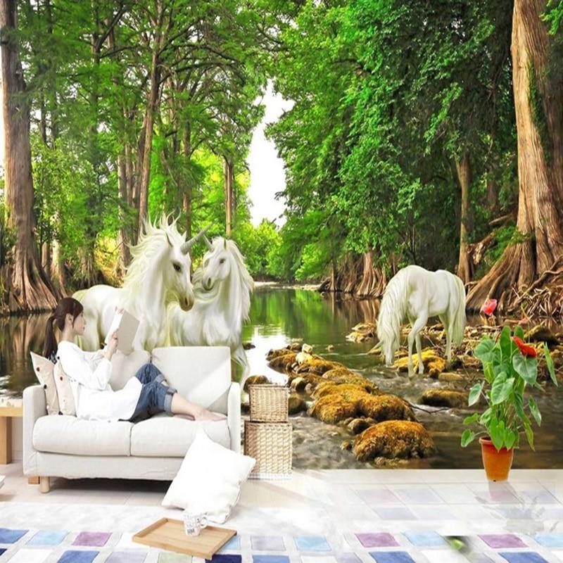 White Unicorns Fantasy Wallpaper Mural, Custom Sizes Available Maughon's