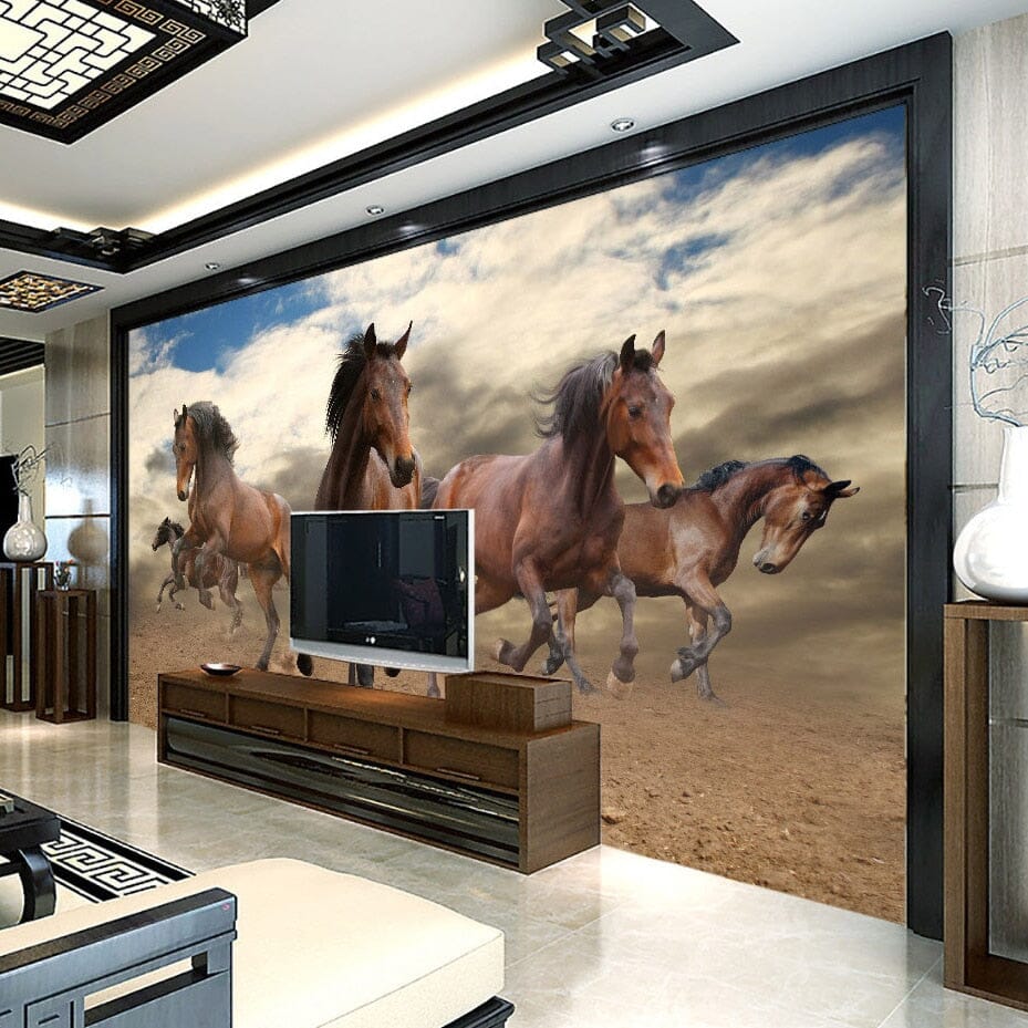 Wild Galloping Horses Wallpaper Mural, Custom Sizes Available Wall Murals Maughon's