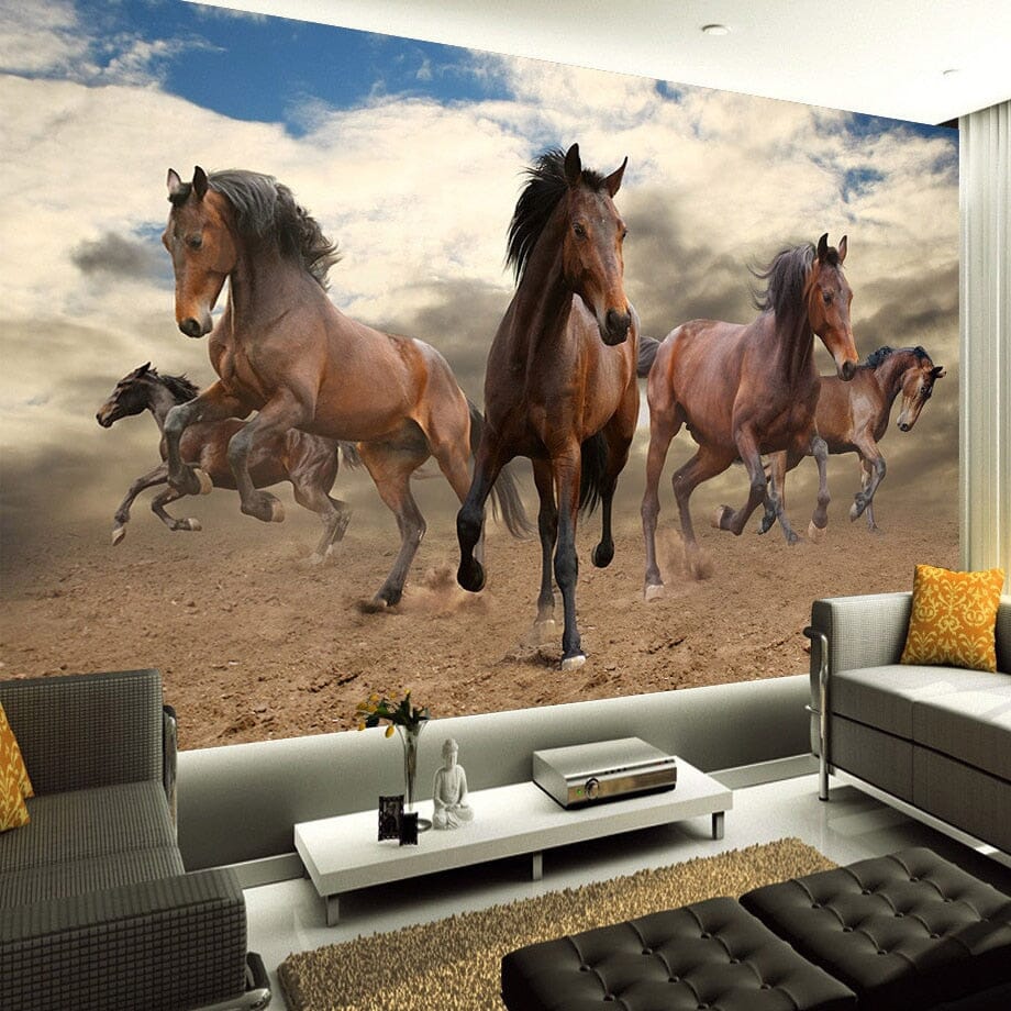 Wild Galloping Horses Wallpaper Mural, Custom Sizes Available Wall Murals Maughon's Waterproof Canvas