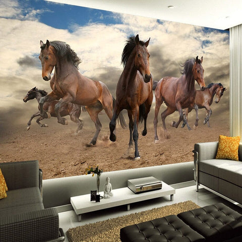 Image of Wild Galloping Horses Wallpaper Mural, Custom Sizes Available Wall Murals Maughon's Waterproof Canvas