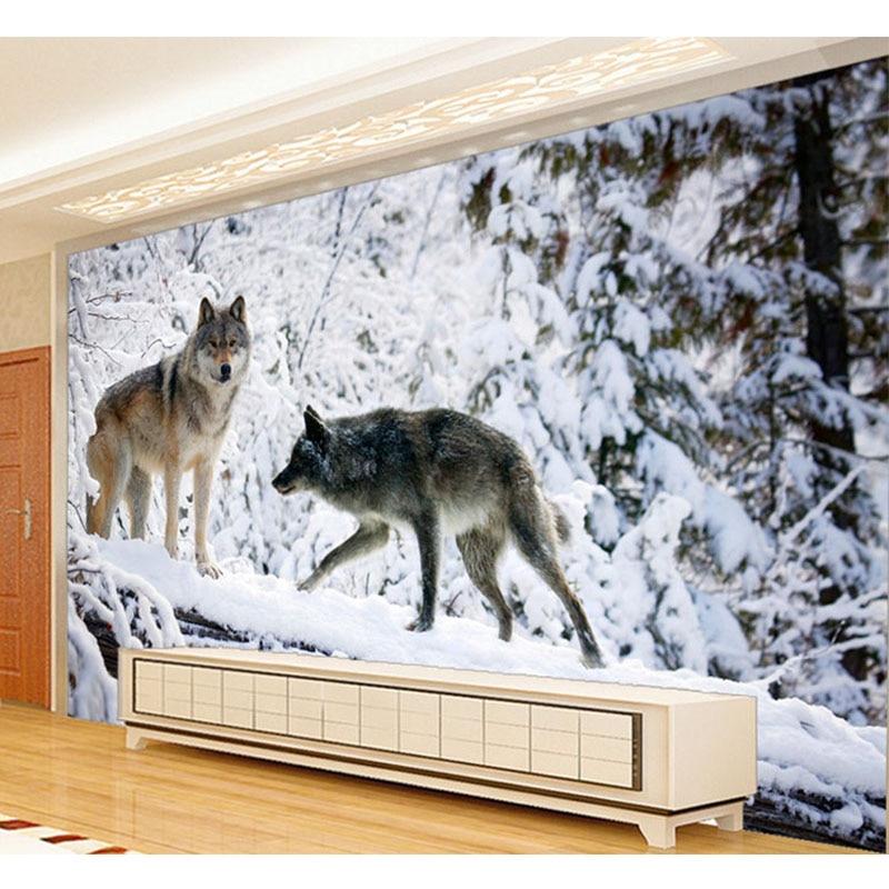 Wolf, Snow Wallpaper Mural, Custom Sizes Available Maughon's