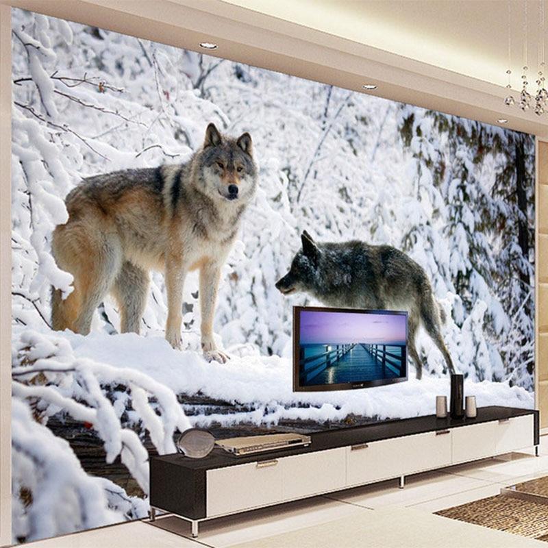 Wolf, Snow Wallpaper Mural, Custom Sizes Available Maughon's
