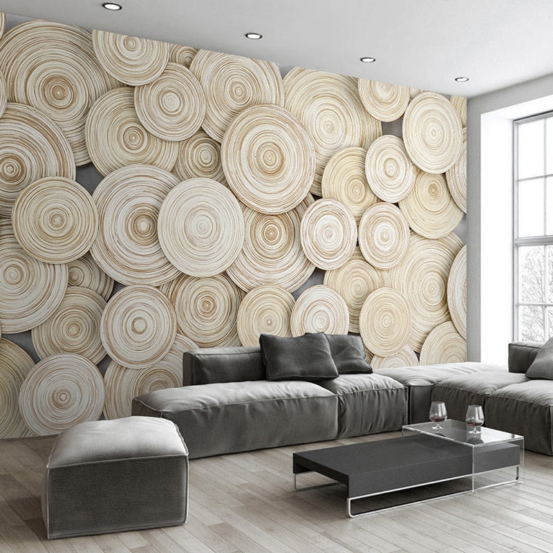 Wood Ring Layered Design Wallpaper Mural, Custom Sizes Available Maughon's