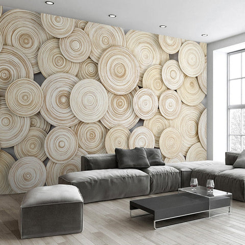 Image of Wood Ring Layered Design Wallpaper Mural, Custom Sizes Available Maughon's