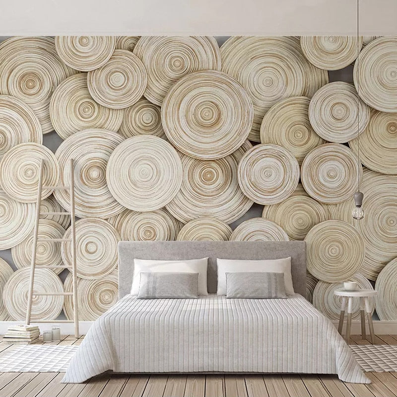 Wood Ring Layered Design Wallpaper Mural, Custom Sizes Available Maughon's