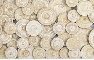 Wood Ring Layered Design Wallpaper Mural, Custom Sizes Available