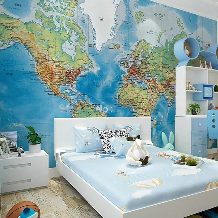 World Map Wallpaper Mural, Custom Sizes Available