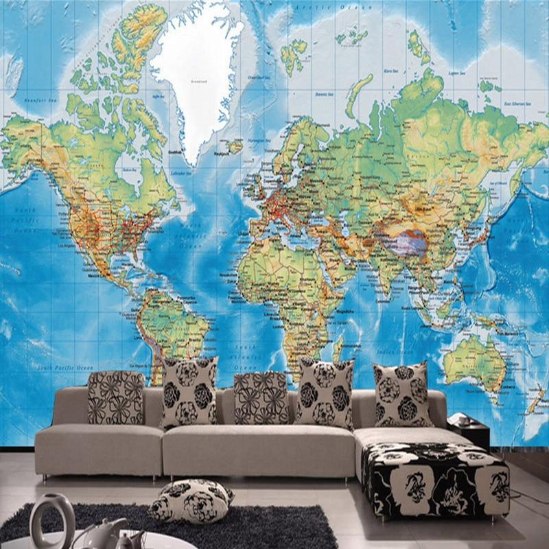 World Map Wallpaper Mural, Custom Sizes Available Maughon's